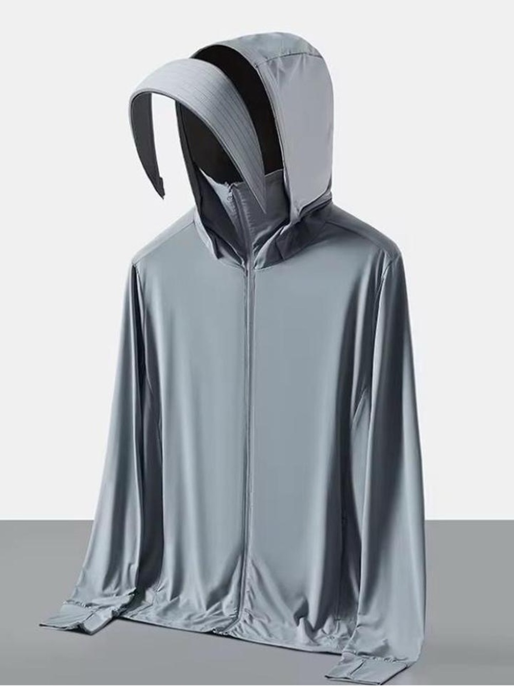 Sun Protection Jacket UPF 50 Dark Gray Thin Zip Up Hoodie with Hat - Women XS/S